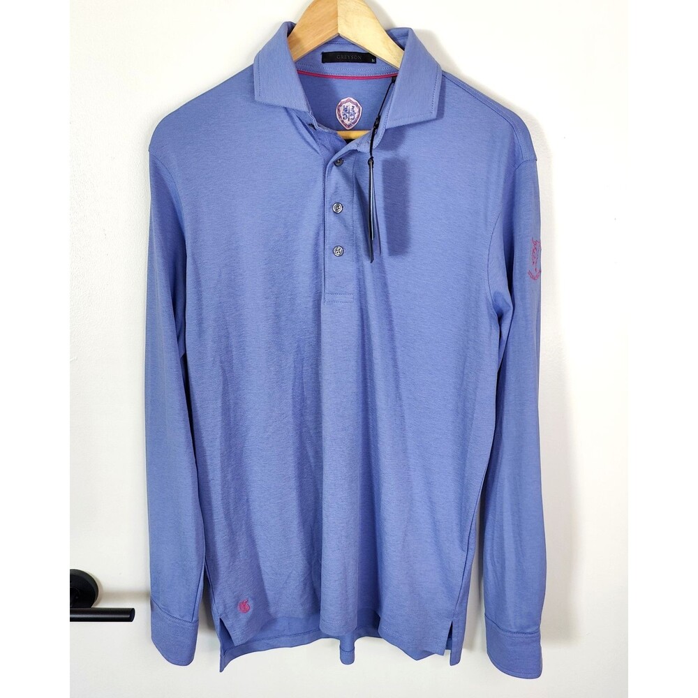 Greyson Polo Shirt Mens Medium Long Sleeve Brrr Golf Performance Purple Seahorse